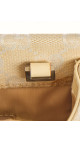 Gucci Beige Monogram Bamboo Handle Tote Bag