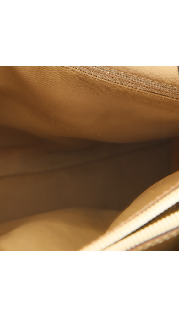 Gucci Beige Monogram Bamboo Handle Tote Bag