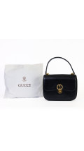 Gucci Vintage Håndveske i Sort Skinn med Gull GG-lås