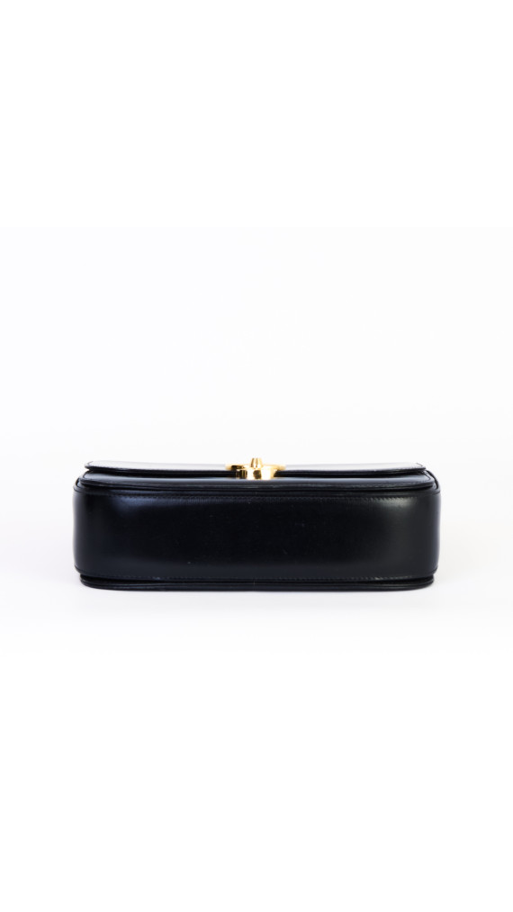 Gucci Vintage Håndveske i Sort Skinn med Gull GG-lås