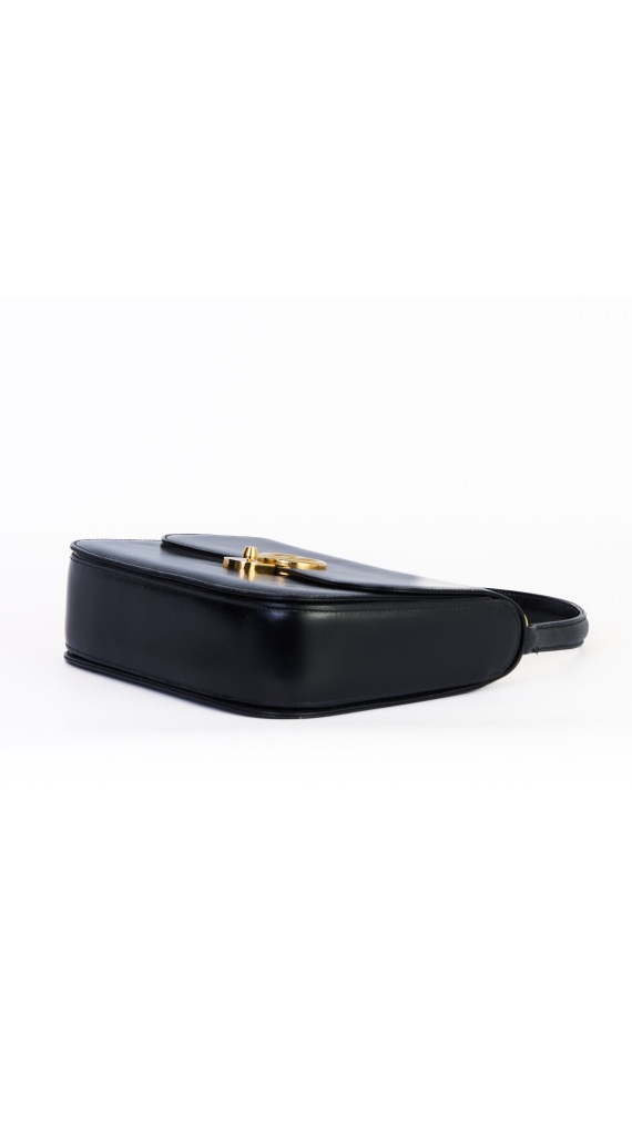 Gucci Vintage Håndveske i Sort Skinn med Gull GG-lås