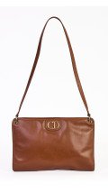 Christian Dior Vintage Skulderveske i Brun Skinn