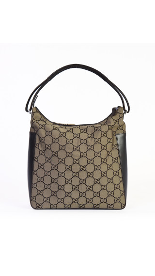 Gucci GG Monogram Hobo Bag med Skinnpaneler