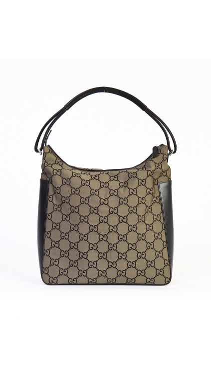 Gucci GG Monogram Hobo Bag med Skinnpaneler