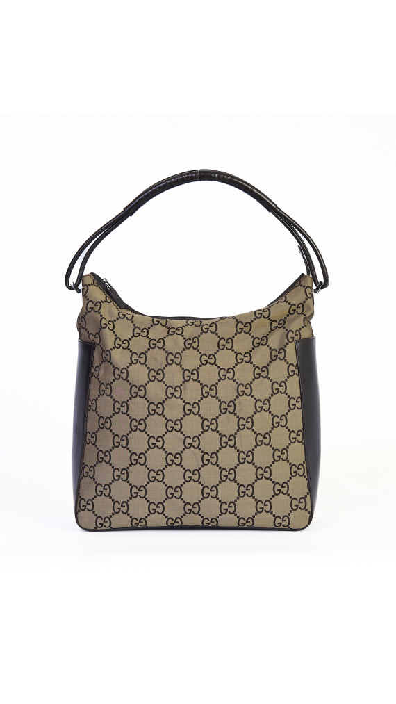 Gucci GG Monogram Hobo Bag med Skinnpaneler