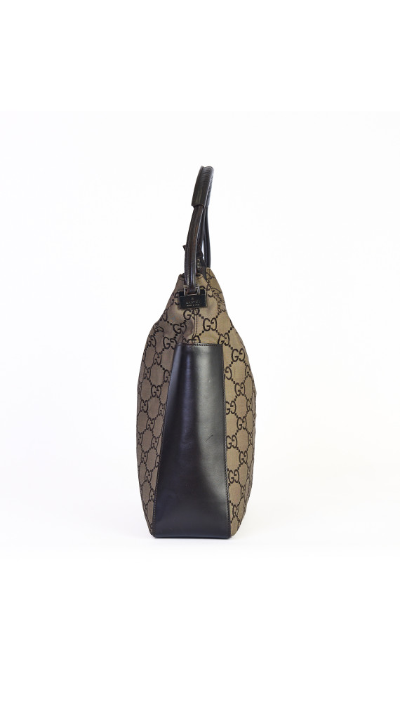 Gucci GG Monogram Hobo Bag med Skinnpaneler