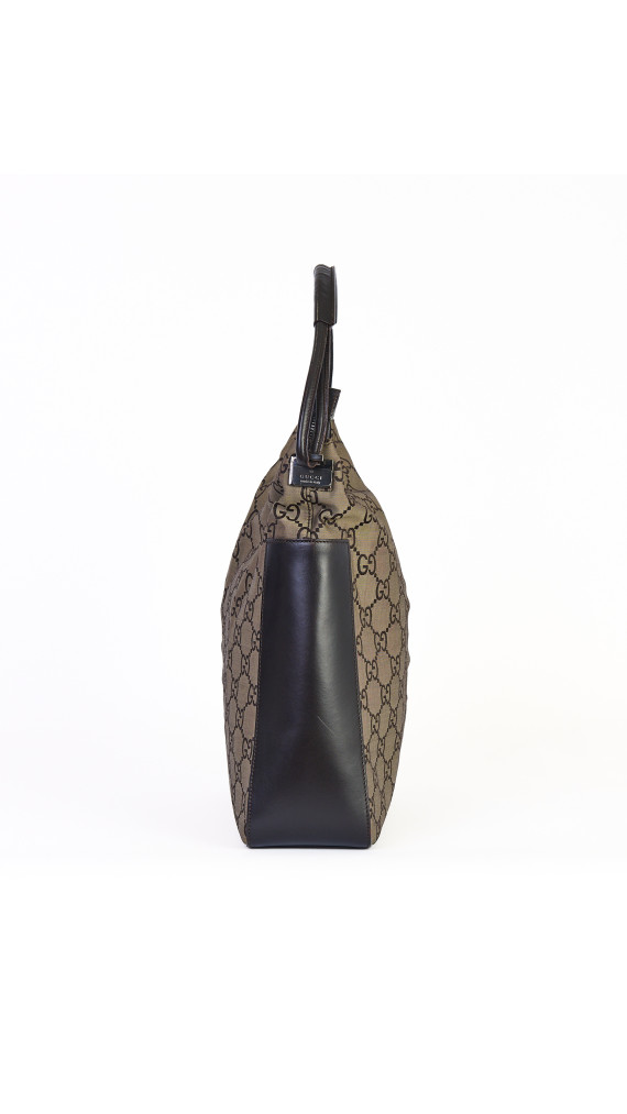 Gucci GG Monogram Hobo Bag med Skinnpaneler