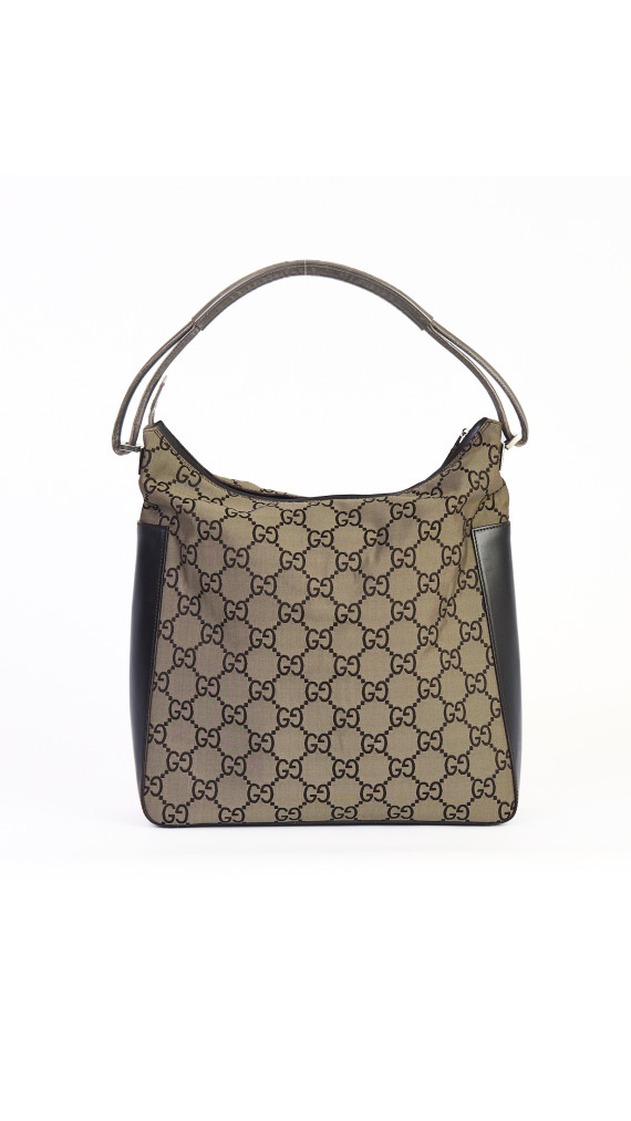 Gucci GG Monogram Hobo Bag med Skinnpaneler