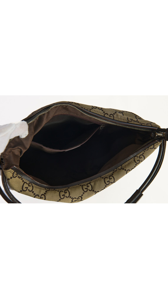 Gucci GG Monogram Hobo Bag med Skinnpaneler
