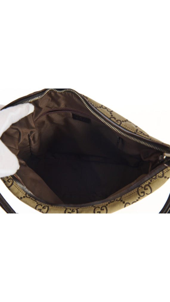 Gucci GG Monogram Hobo Bag med Skinnpaneler