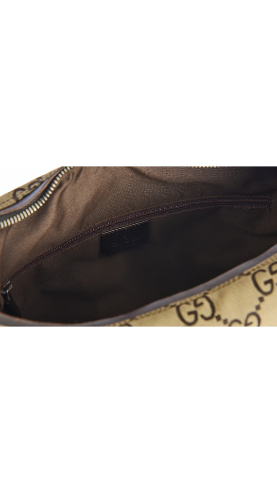 Gucci GG Monogram Hobo Bag med Skinnpaneler