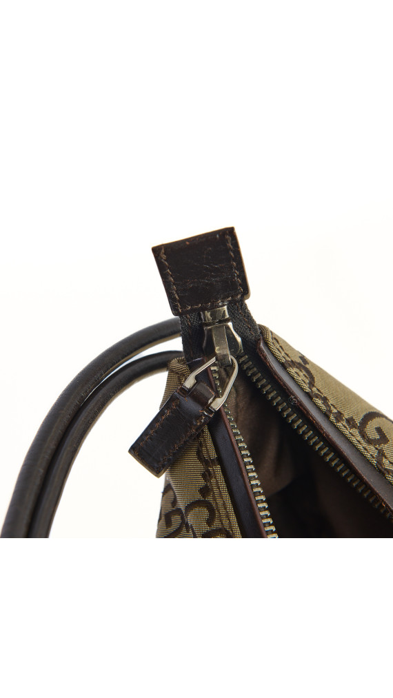 Gucci GG Monogram Hobo Bag med Skinnpaneler