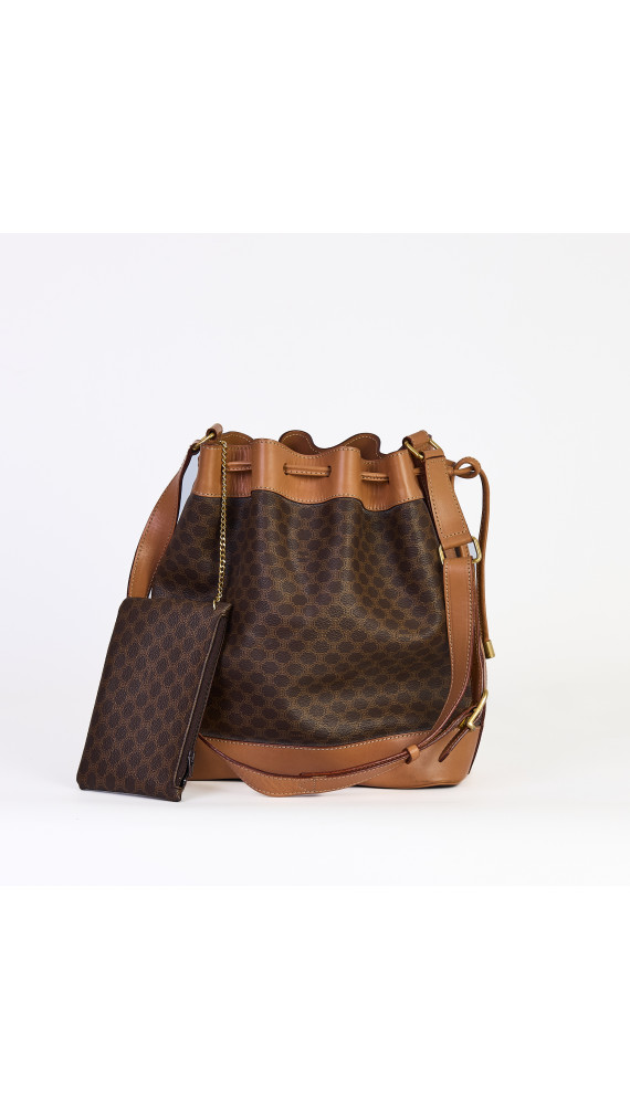 Celine Vintage Bucket Bag i Macadam Canvas