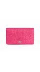 Chanel Camellia Lambskin Pink Wallet med Sølv CC-logo