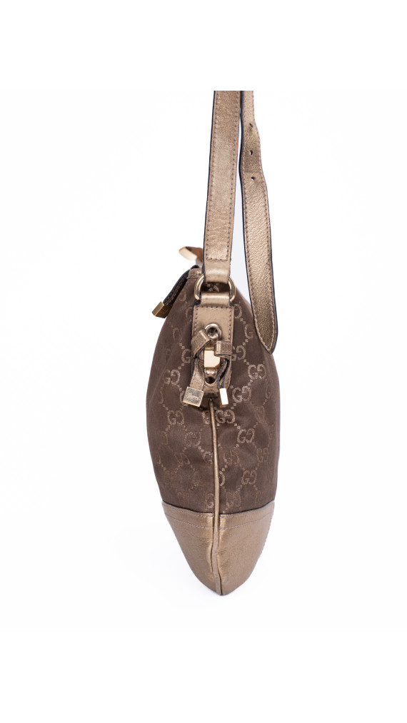 Gucci GG Shoulder Bag – Brun Gull Metallisk