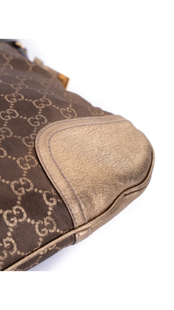 Gucci GG Shoulder Bag – Brun Gull Metallisk