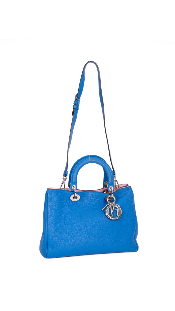 Christian Dior Diorissimo Tote Smooth Calfskin Medium i Kongeblå