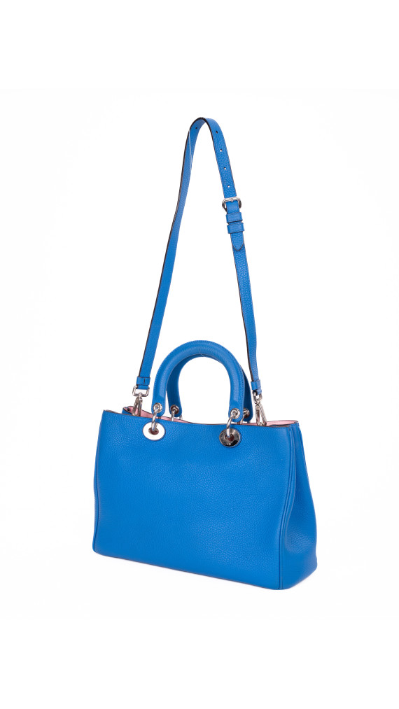 Christian Dior Diorissimo Tote Smooth Calfskin Medium i Kongeblå