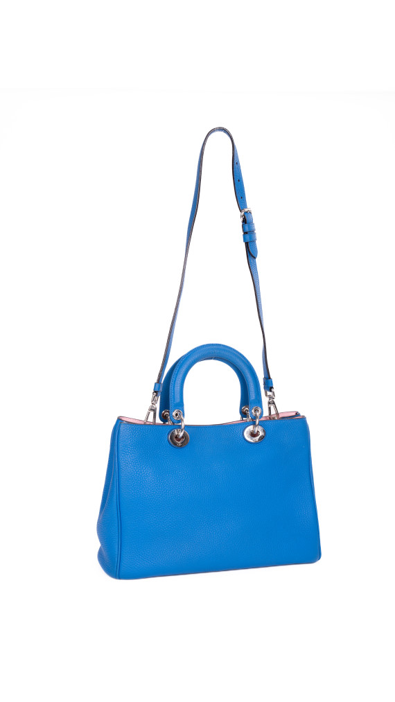 Christian Dior Diorissimo Tote Smooth Calfskin Medium i Kongeblå