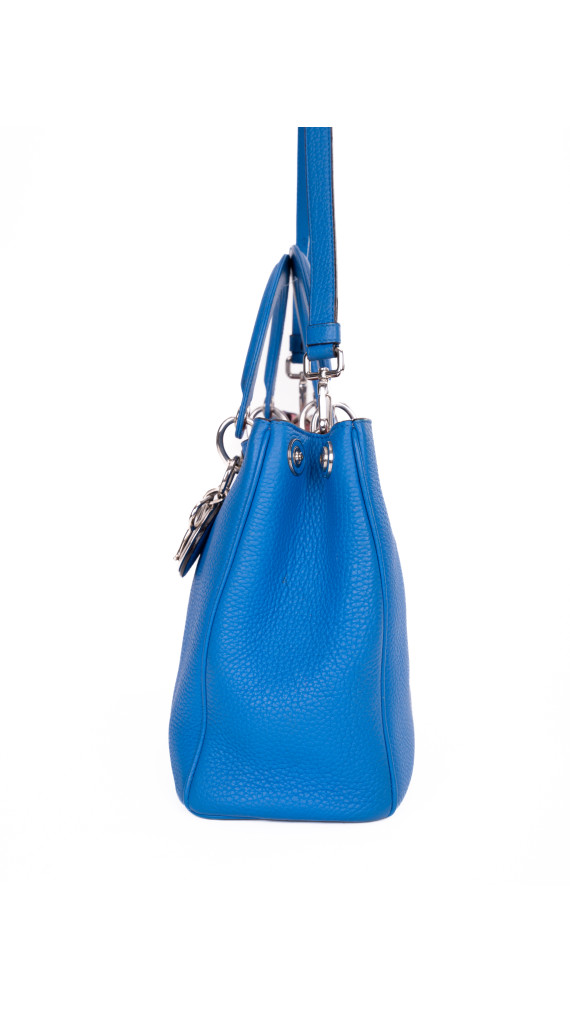 Christian Dior Diorissimo Tote Smooth Calfskin Medium i Kongeblå