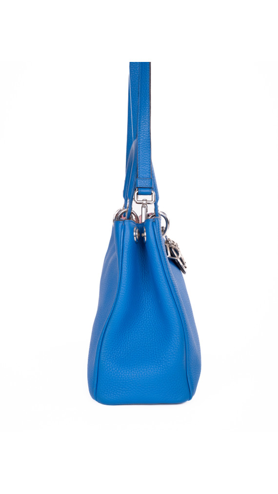 Christian Dior Diorissimo Tote Smooth Calfskin Medium i Kongeblå