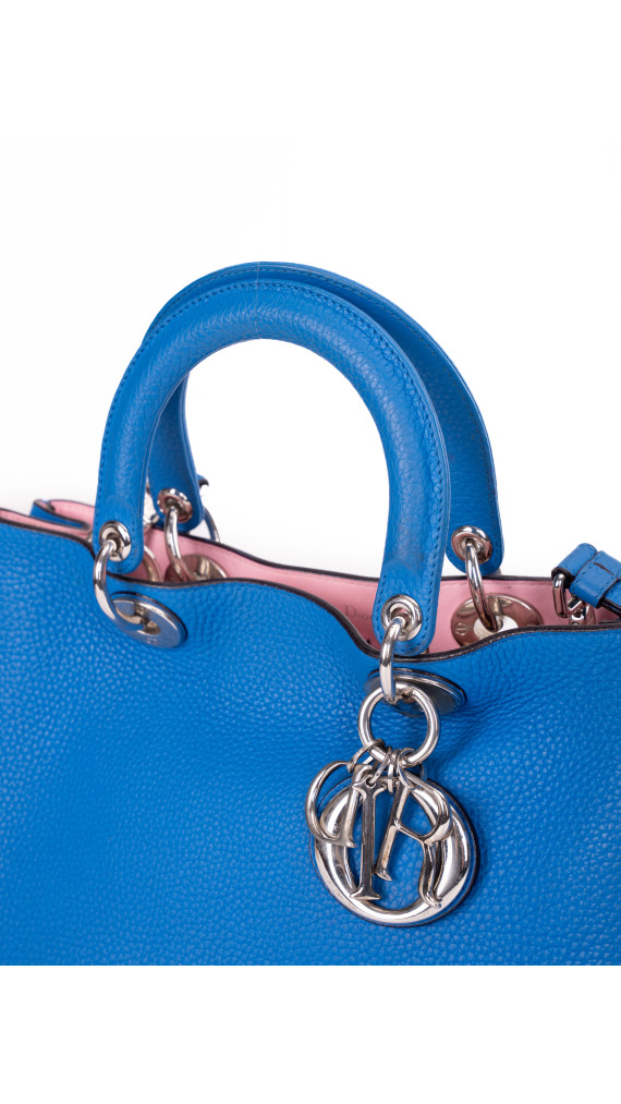 Christian Dior Diorissimo Tote Smooth Calfskin Medium i Kongeblå