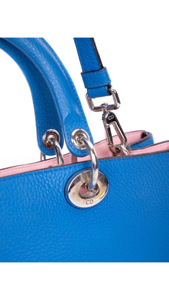 Christian Dior Diorissimo Tote Smooth Calfskin Medium i Kongeblå