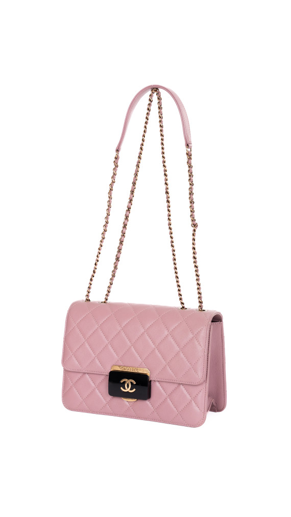 Chanel Single Flap Bag – Rosa Lammeskinn med Akryl CC-lås