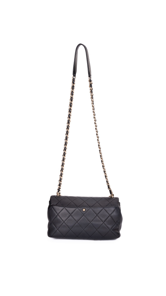 Chanel 19 Flap Bag i Sort Skinn med Gyllen Kjede
