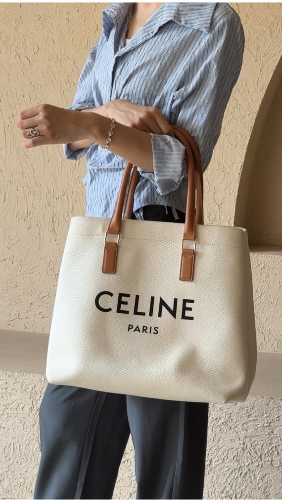 Celine Canvas Tote Bag – Logo Paris