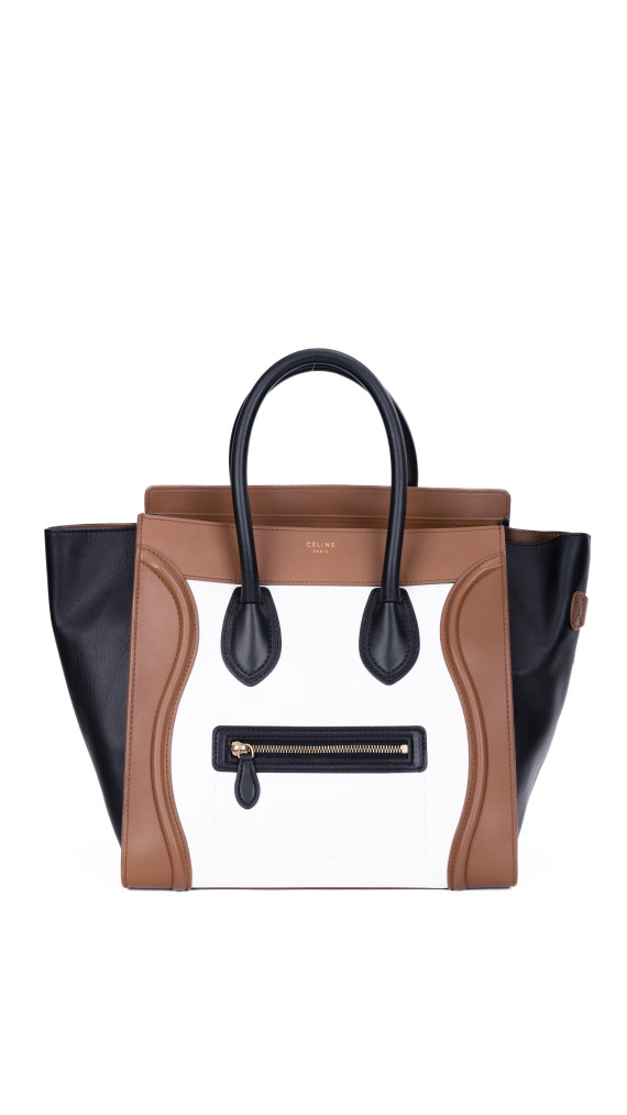 Celine Luggage Tote Tricolor i Brun, Sort og Hvit