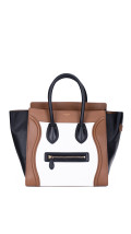 Celine Luggage Tote Tricolor i Brun, Sort og Hvit