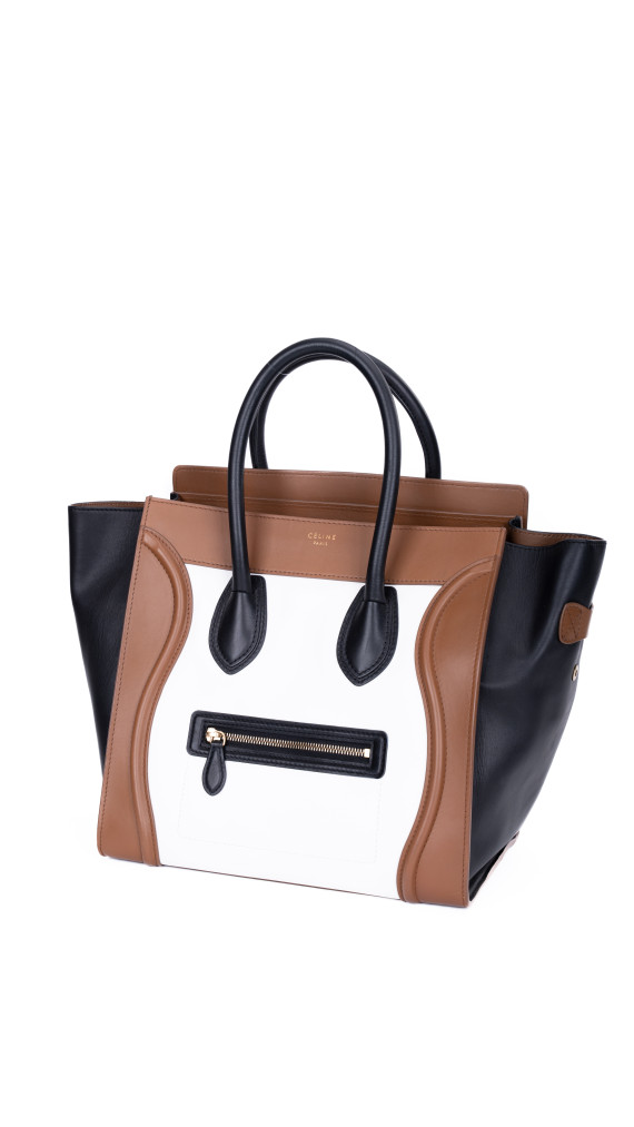 Celine Luggage Tote Tricolor i Brun, Sort og Hvit