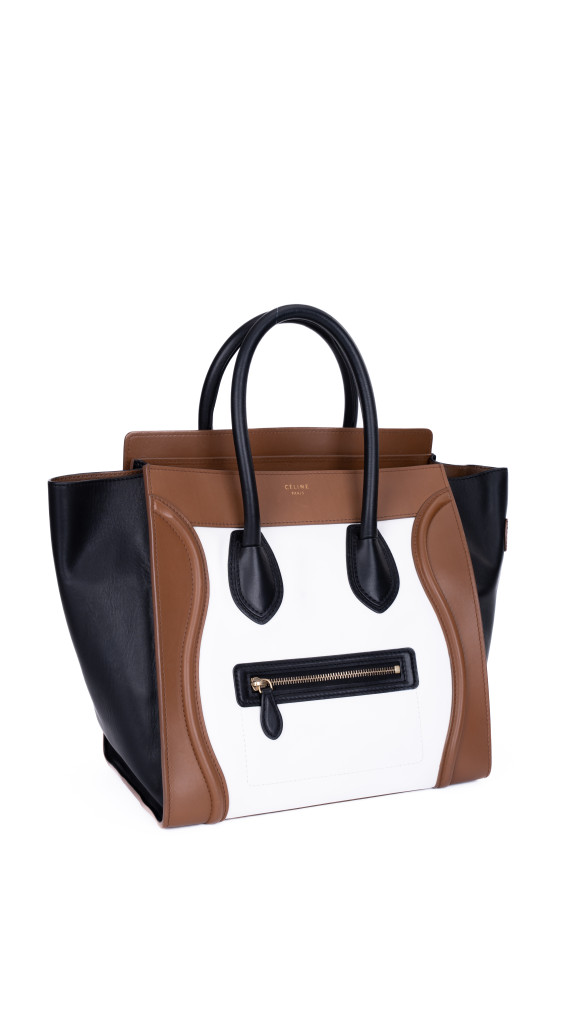 Celine Luggage Tote Tricolor i Brun, Sort og Hvit