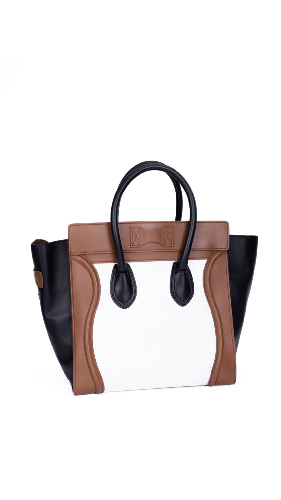 Celine Luggage Tote Tricolor i Brun, Sort og Hvit