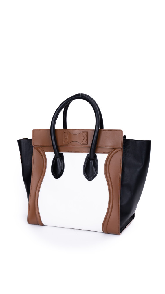 Celine Luggage Tote Tricolor i Brun, Sort og Hvit