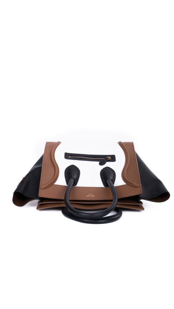Celine Luggage Tote Tricolor i Brun, Sort og Hvit