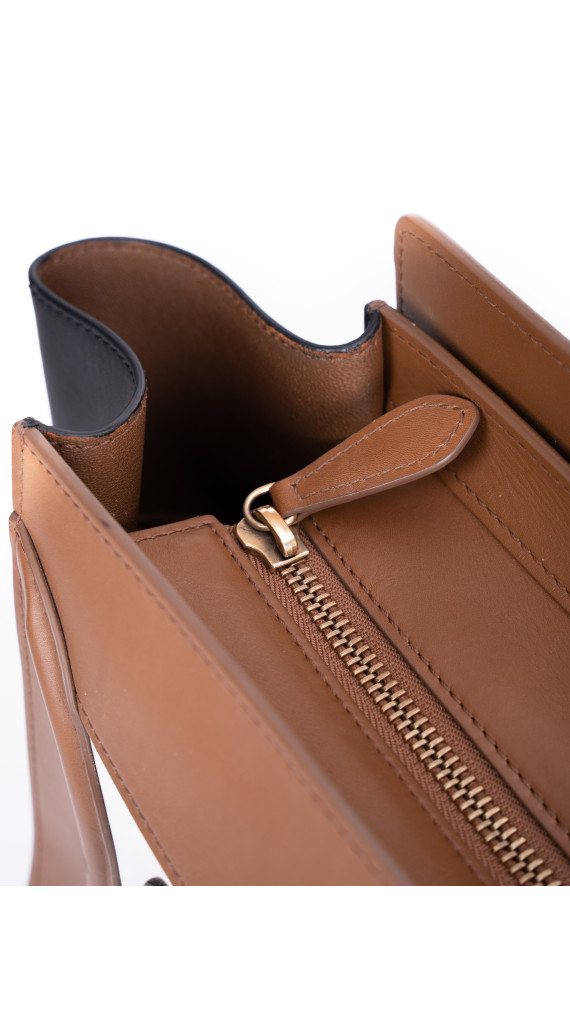 Celine Luggage Tote Tricolor i Brun, Sort og Hvit