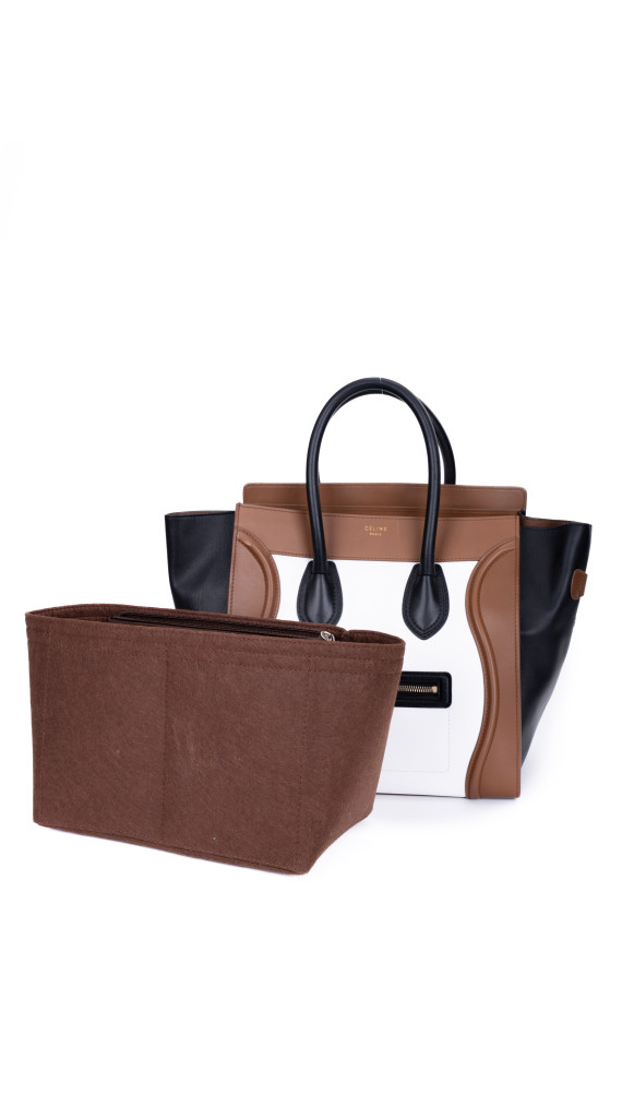 Celine Luggage Tote Tricolor i Brun, Sort og Hvit