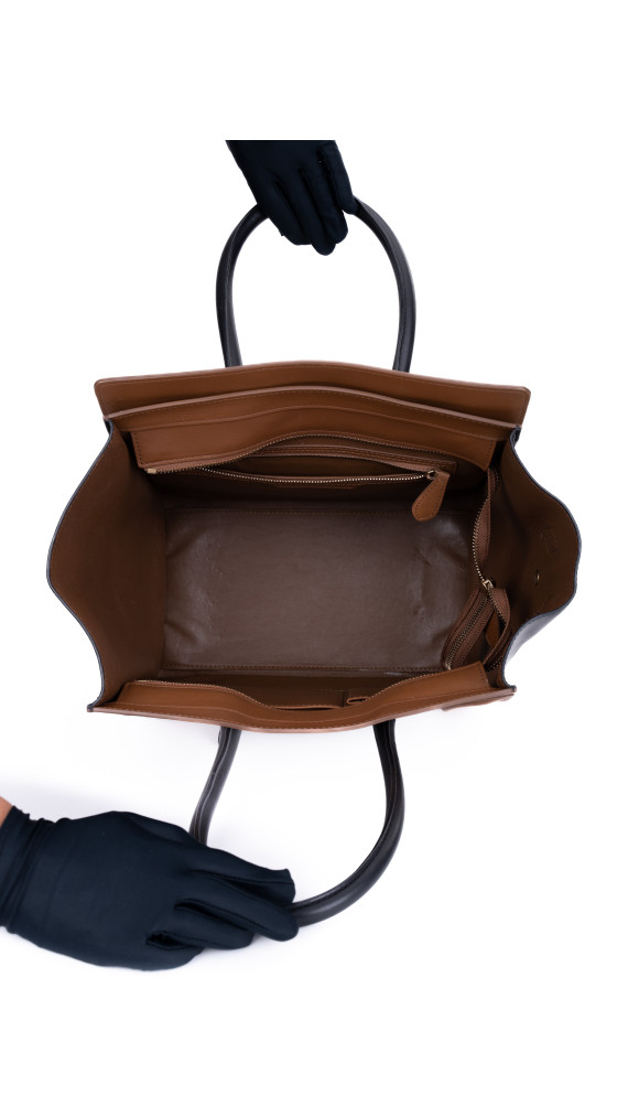Celine Luggage Tote Tricolor i Brun, Sort og Hvit