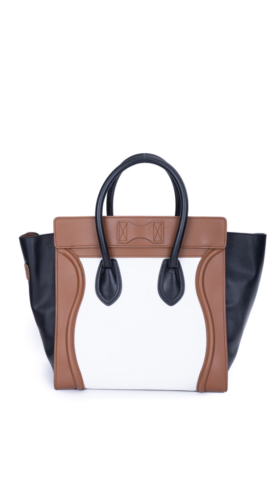 Celine Luggage Tote Tricolor i Brun, Sort og Hvit