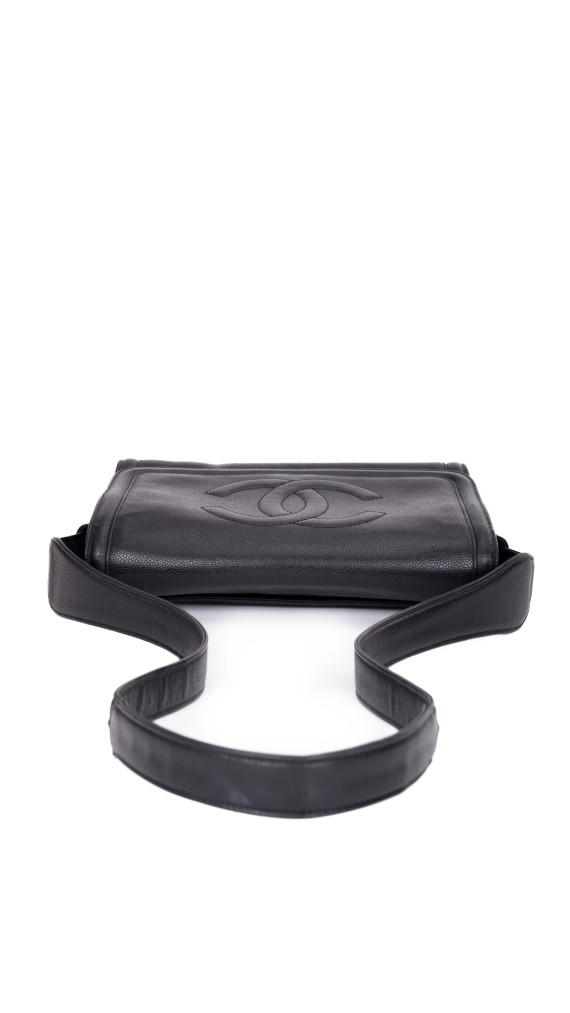 Chanel Vintage Skulderveske i Sort Caviar Skinn