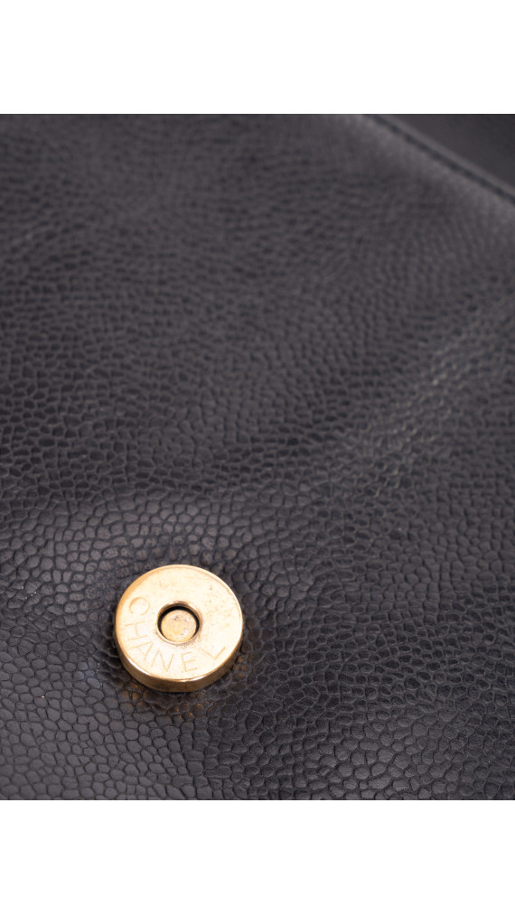 Chanel Vintage Skulderveske i Sort Caviar Skinn