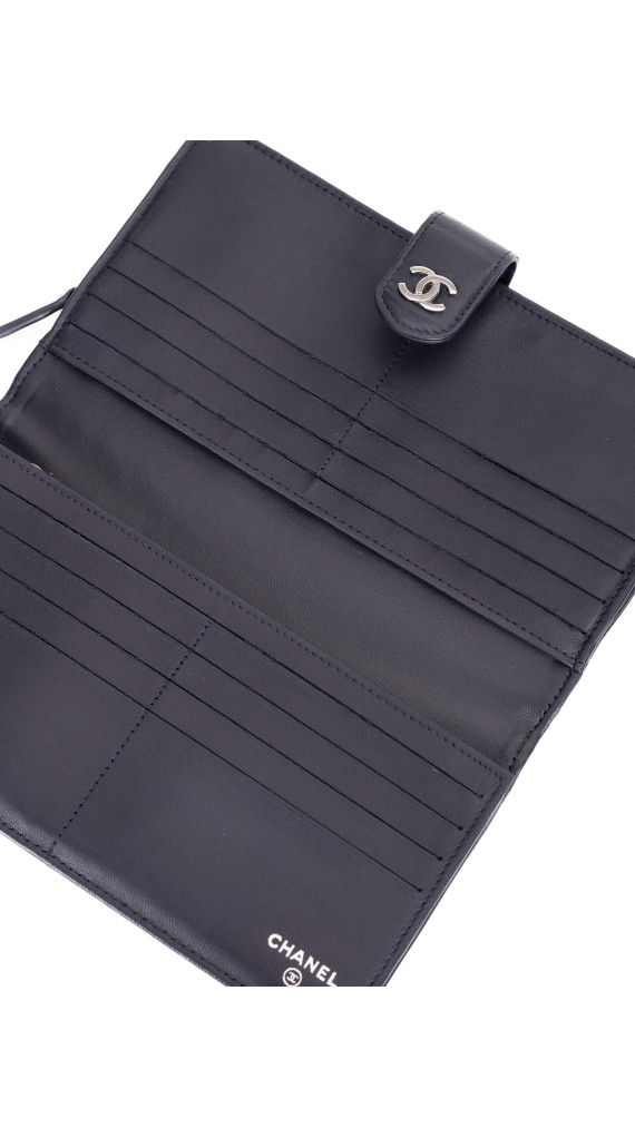 Chanel Classic Long Lommebok i Sort med Sølv CC-logo