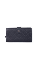 Chanel Classic Long Lommebok i Sort med Sølv CC-logo