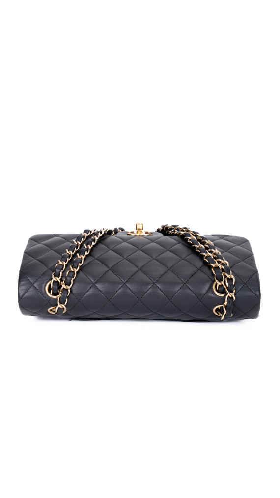Chanel Classic Double Flap Bag Medium i Sort Lammeskinn
