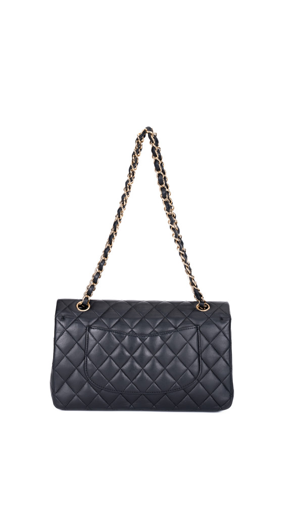 Chanel Classic Double Flap Bag Medium i Sort Lammeskinn
