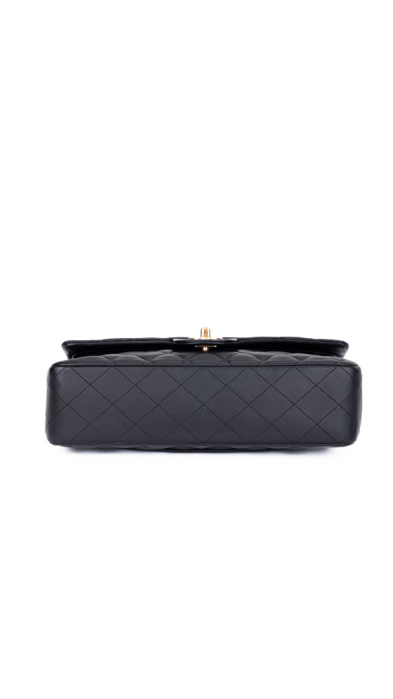 Chanel Classic Double Flap Bag Medium i Sort Lammeskinn