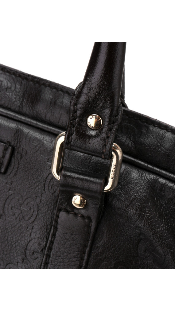 Gucci Business/PC Bag i Sort Skinn med Preget Monogram