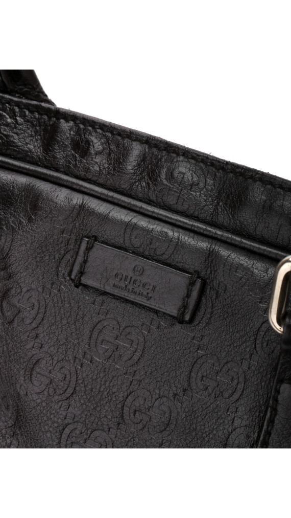 Gucci Business/PC Bag i Sort Skinn med Preget Monogram